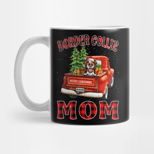 Christmas Border Collie Mom Santa Hat Truck Tree Plaid Dog Mom Christmas Mug